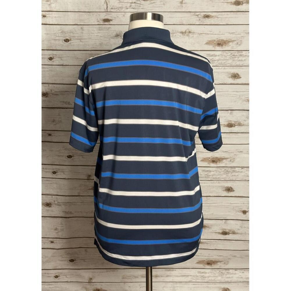 Nike Golf Dri-Fit activewear blue/grey striped polo shirt Size Large - Picture 6 of 7